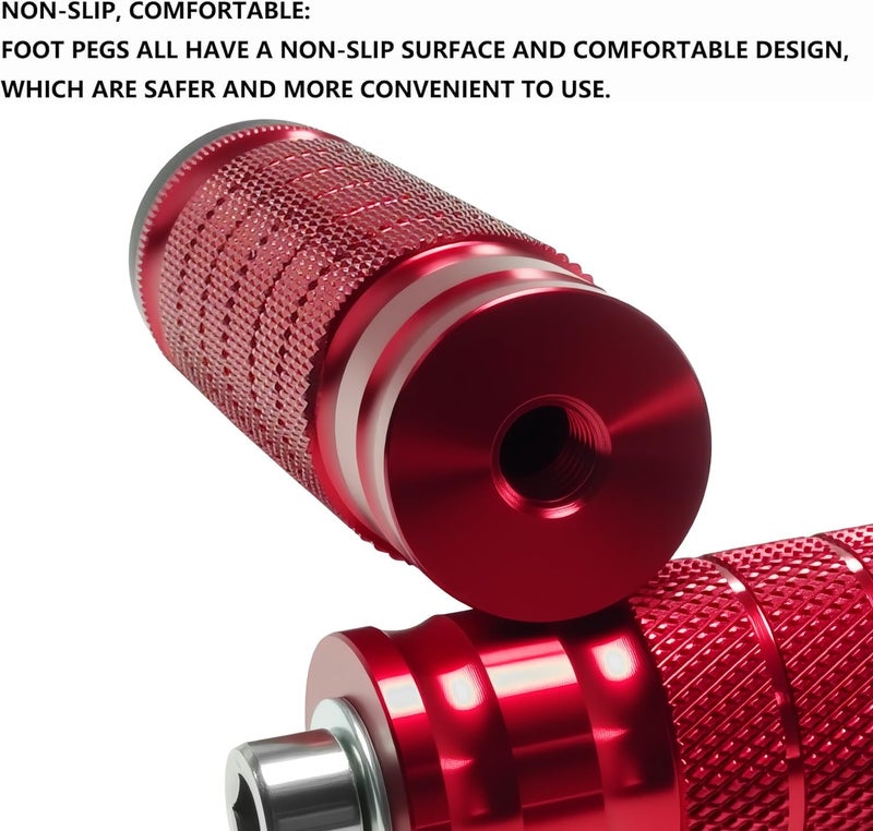 JXPANG Universal 8mm Foot Pegs CNC Aluminum Install Bolts Motorcycle Rearsets Footrest Footpegs Compatible With YAMAHA Honda Suzuki Kawasaki Ducati Aprilia (Red) - Image 4